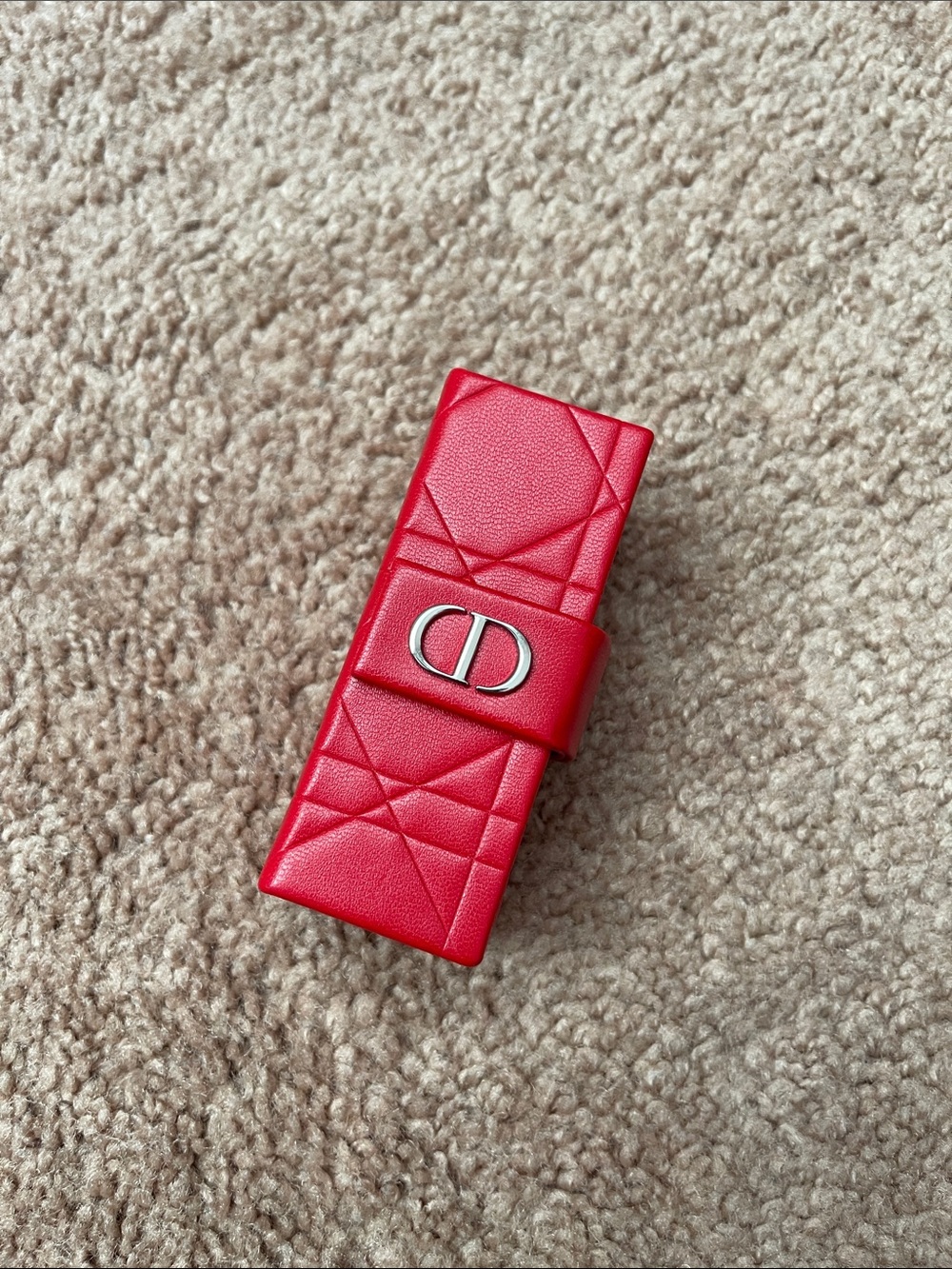 Dior Red Quilted Leather Compact with Mirror